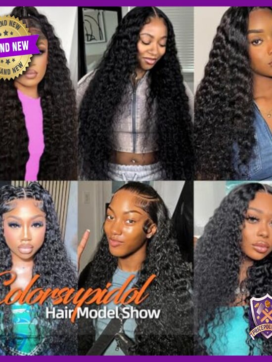 32 Inch Deep Wave Lace Front Wig Human Hair Pre Plucked Glueless